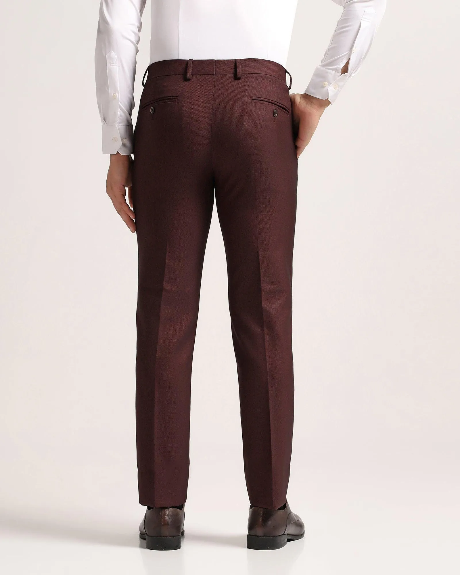 Slim fit B-91 Formal Wine Textured Trouser - Flake