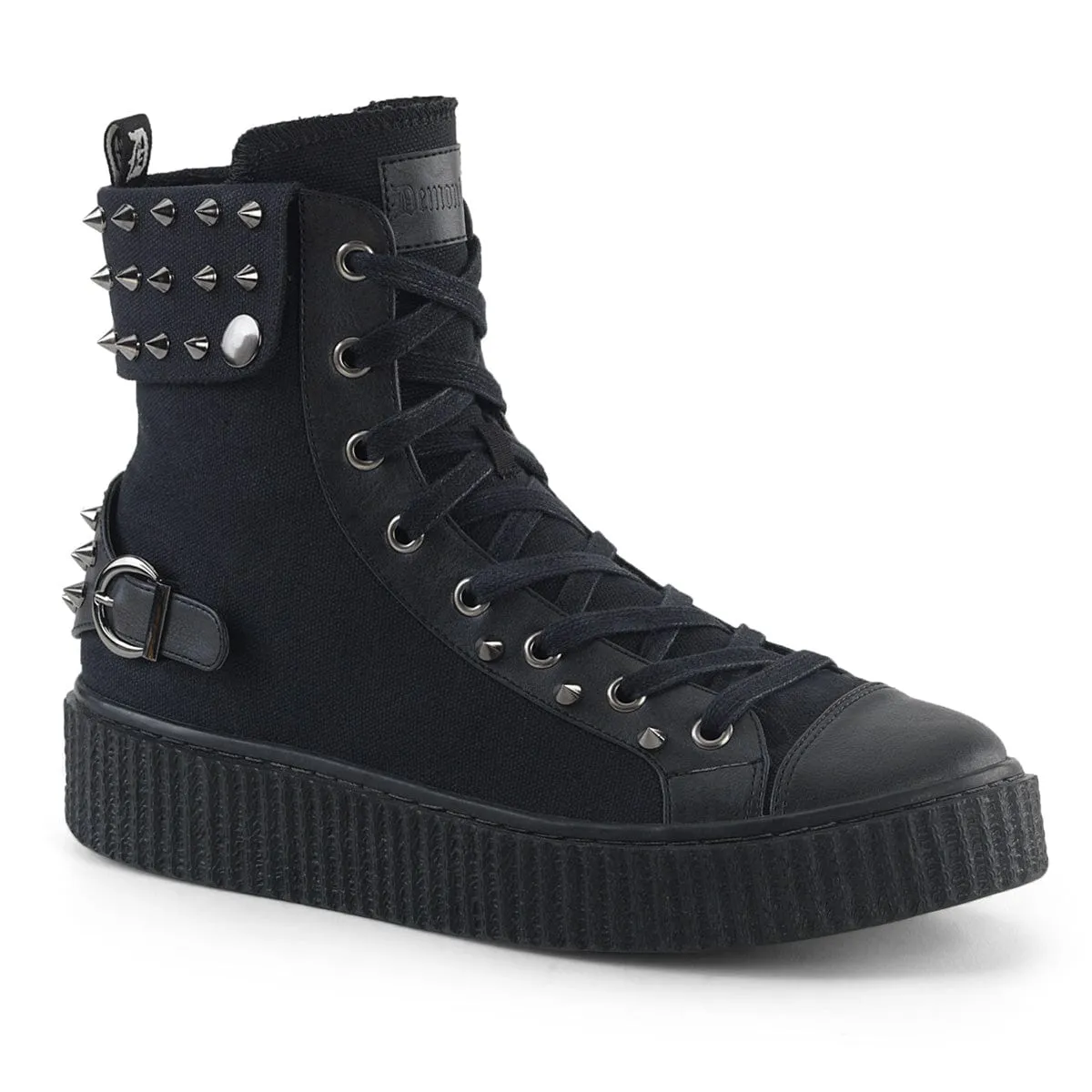 SNEEKER-266 Black Canvas-Vegan Leather