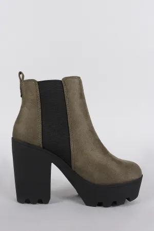 Soda Elastic Gores Platform Lug Booties