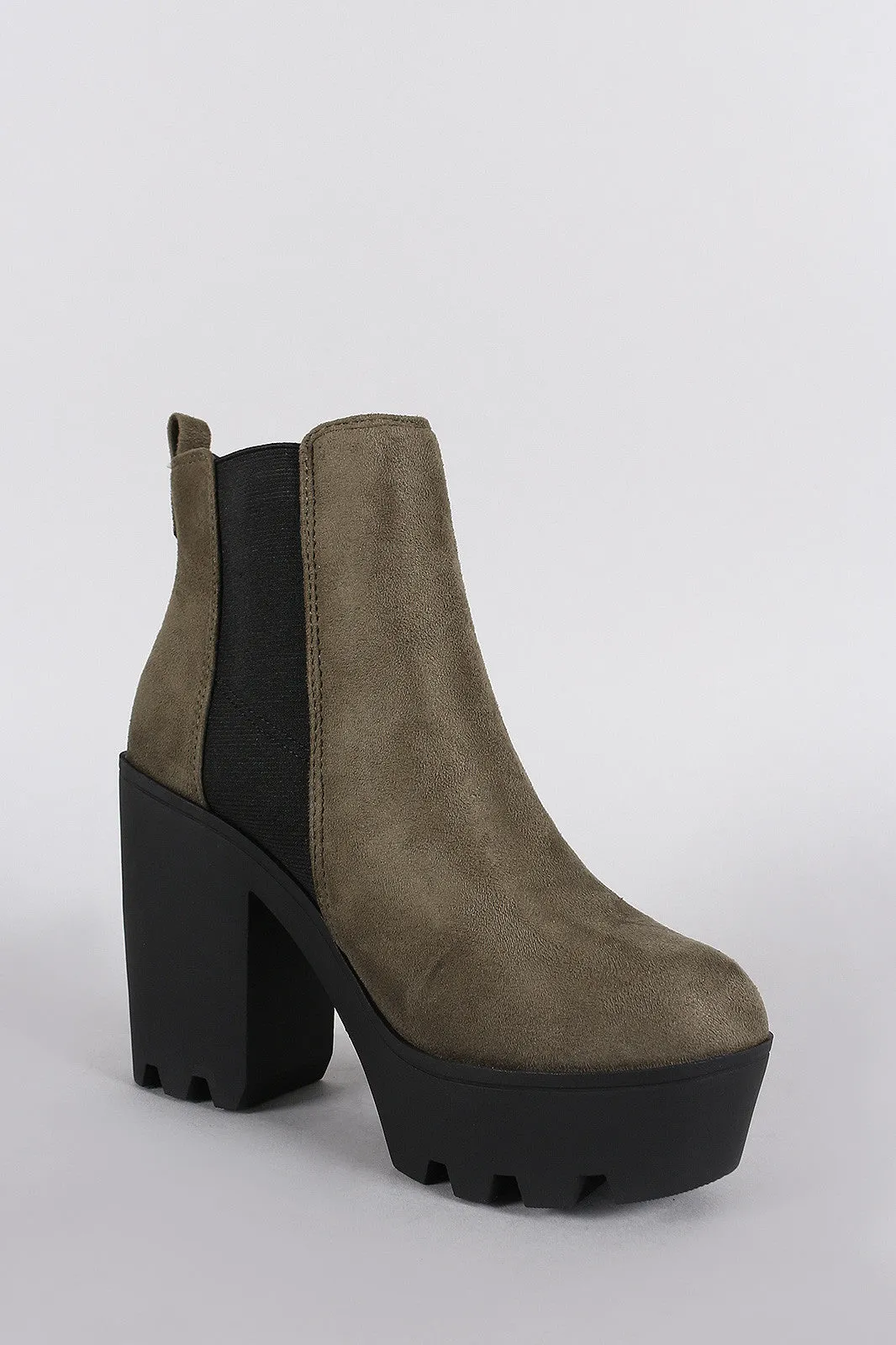 Soda Elastic Gores Platform Lug Booties