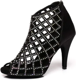 Sparkly Dance Shoes Black Rhinestone Dance Boots