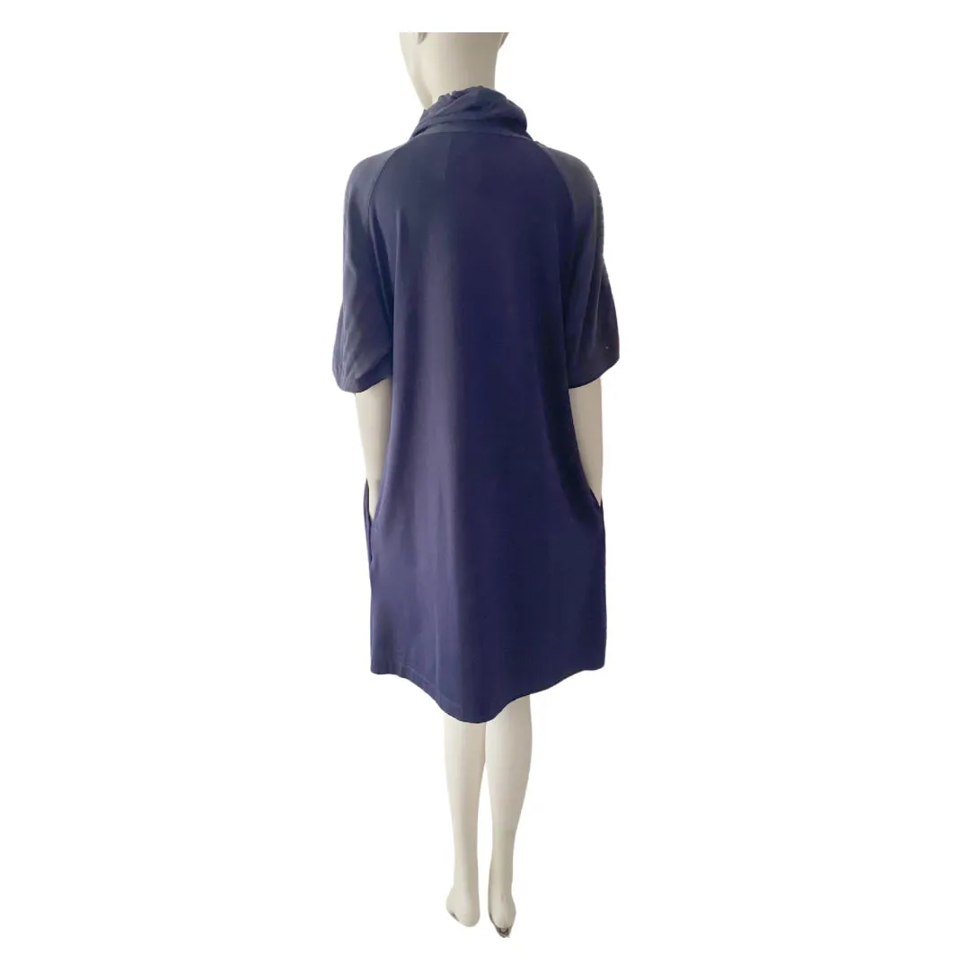 Sporty Silk Mix Tunic Dress Navy SIZE M