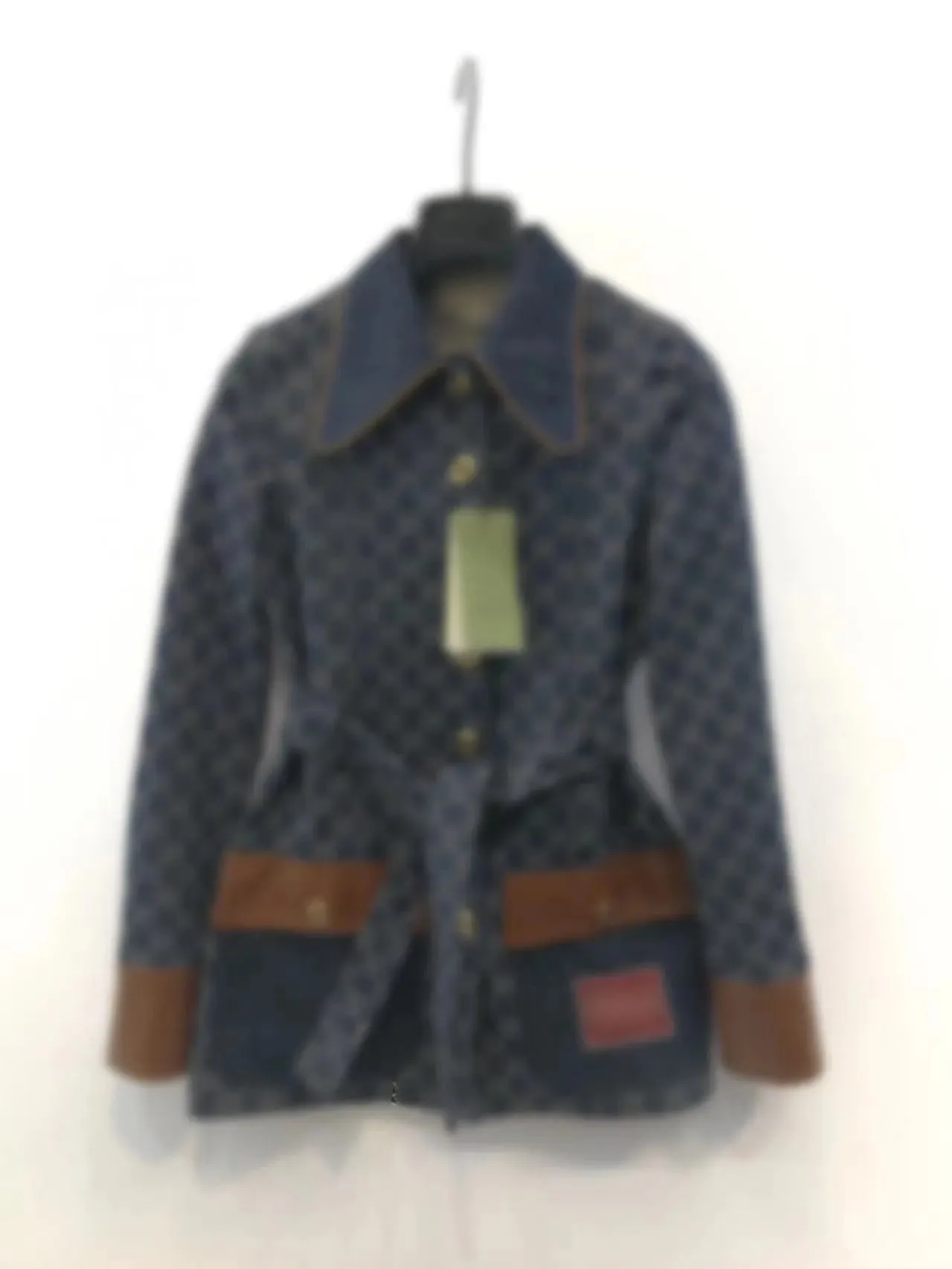 Spring women's denim designer luxury denim shirt coat with belt jacket coat with waist fashion