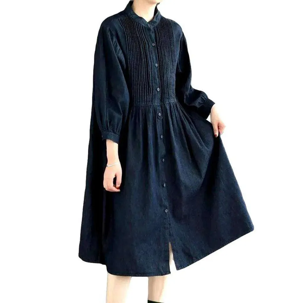 Stonewashed caftan style denim dress