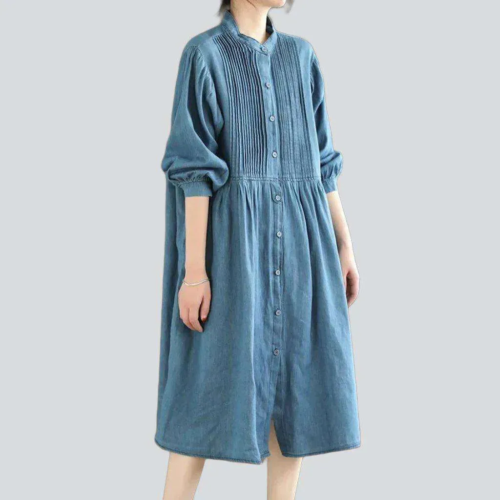 Stonewashed caftan style denim dress