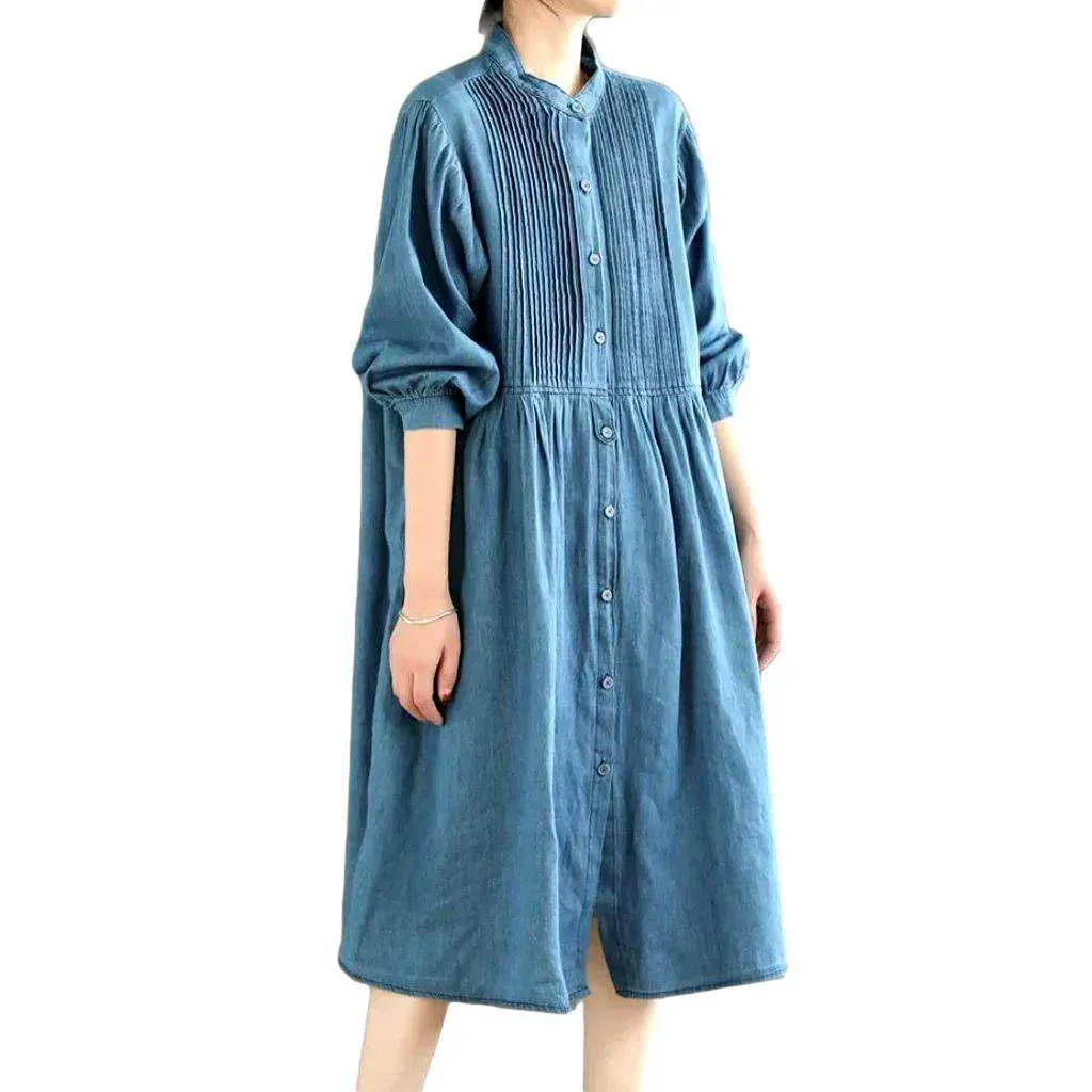 Stonewashed caftan style denim dress