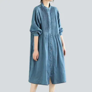 Stonewashed caftan style denim dress