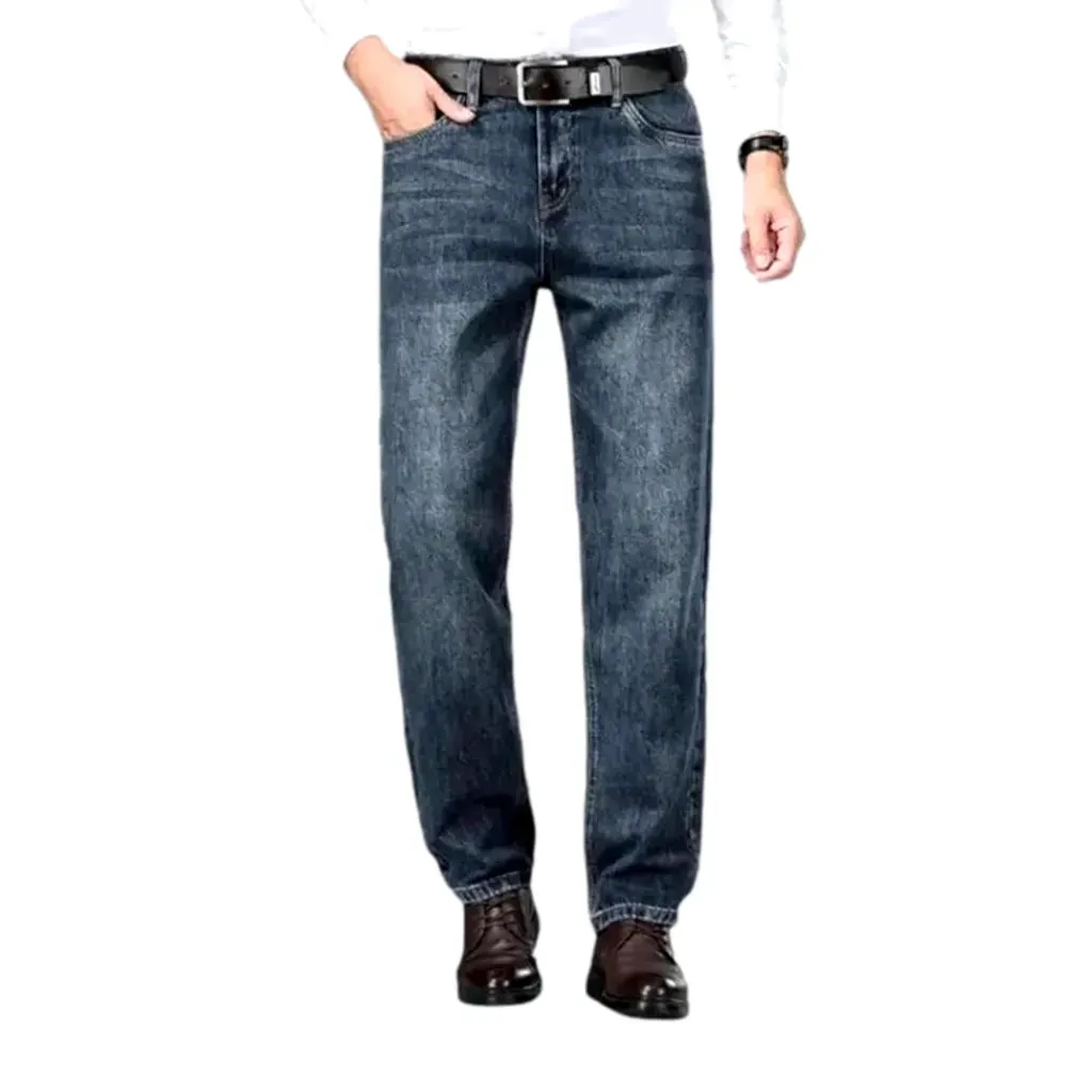 Stonewashed tapered fit men's jeans