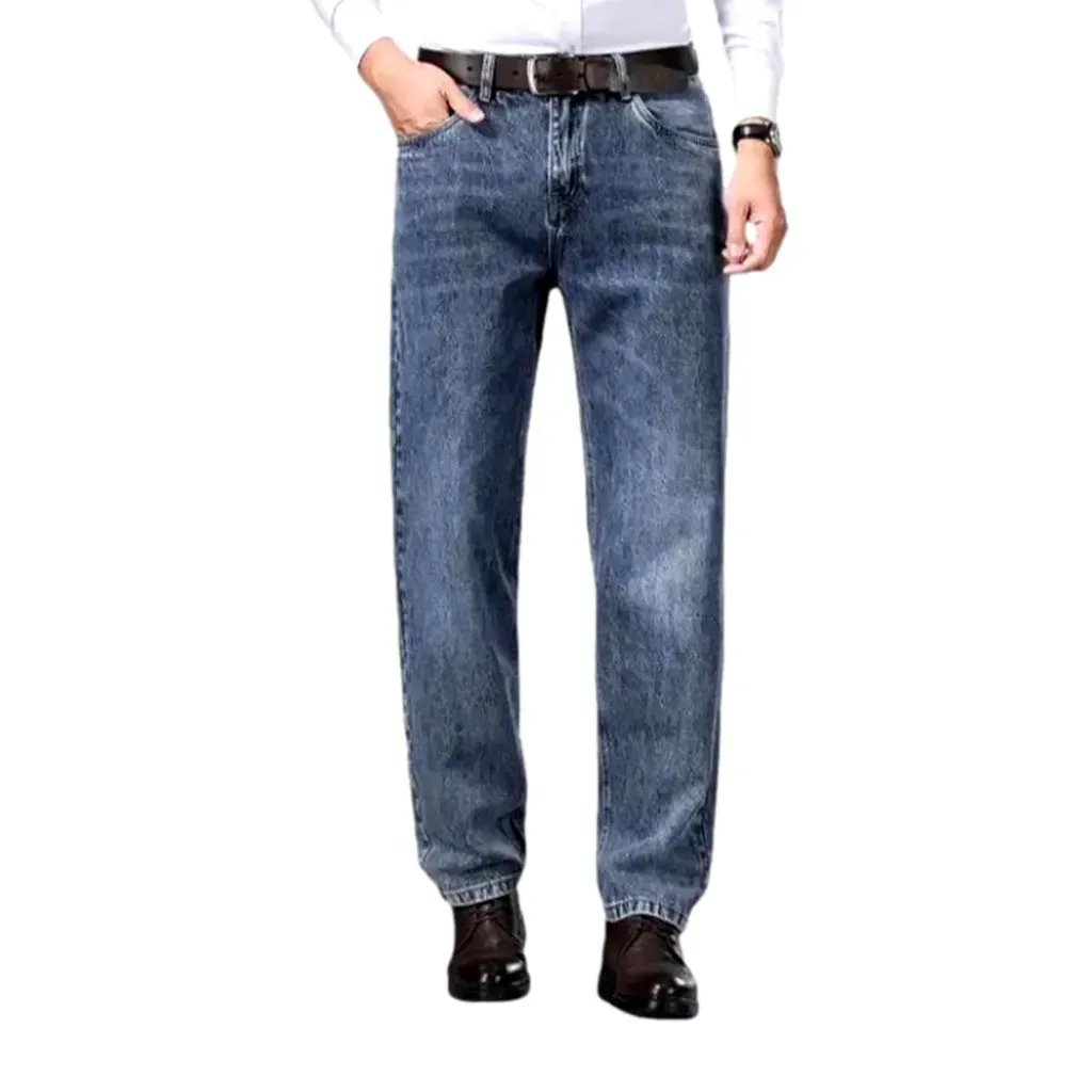 Stonewashed tapered fit men's jeans