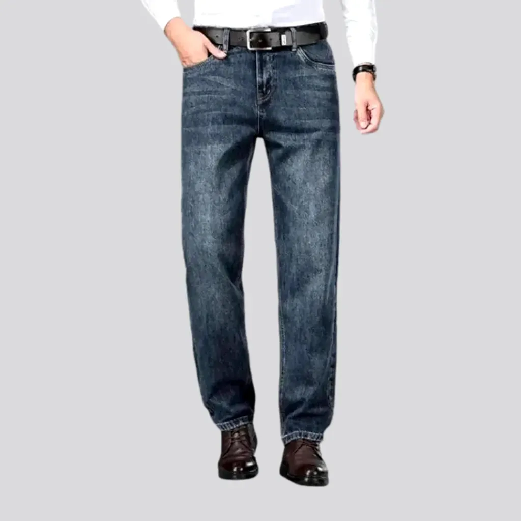 Stonewashed tapered fit men's jeans