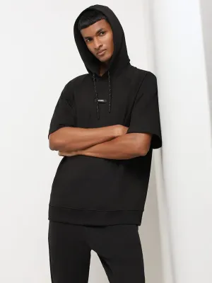 Studiofit Black Cotton Relaxed Fit Hoodie