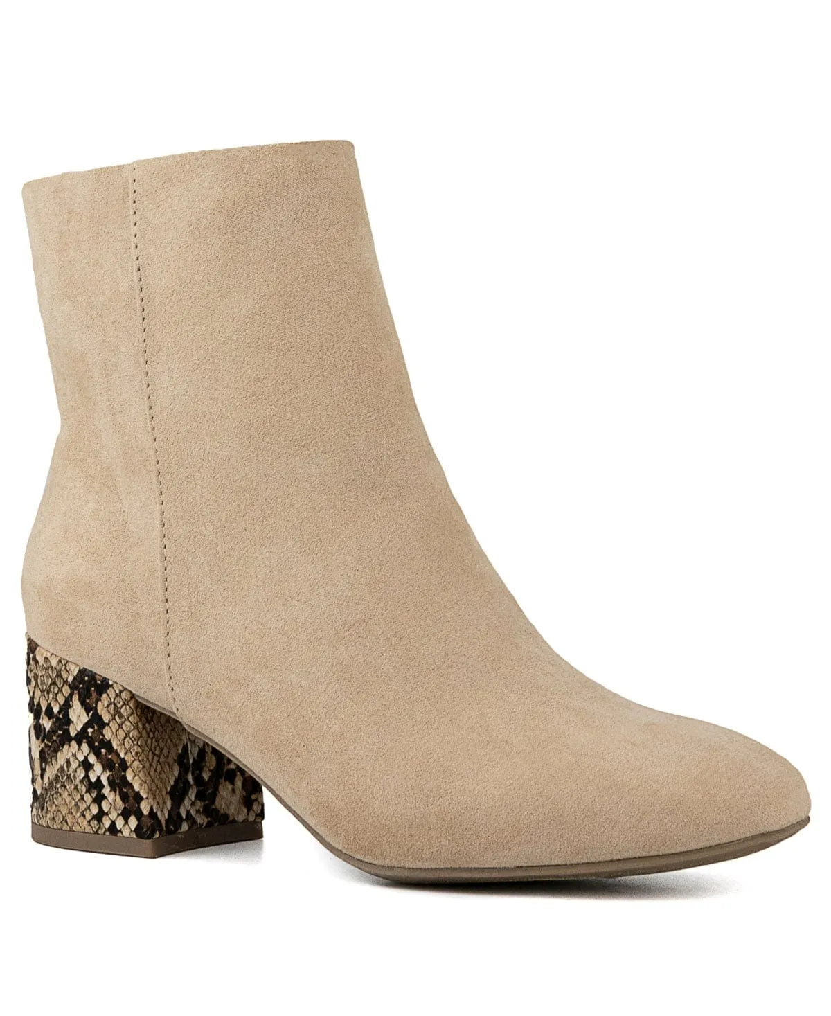 SUGAR -  Microsuede Snake Print Ankle Boots