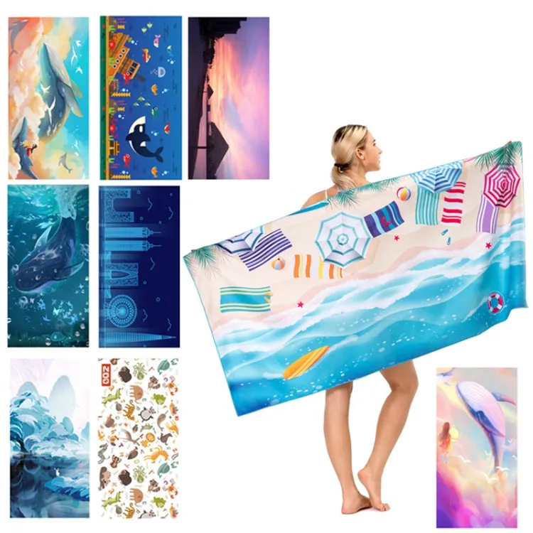 SY004 Resort Seaside Portable Diving Printed Microfiber Beach Towel(Animal World)