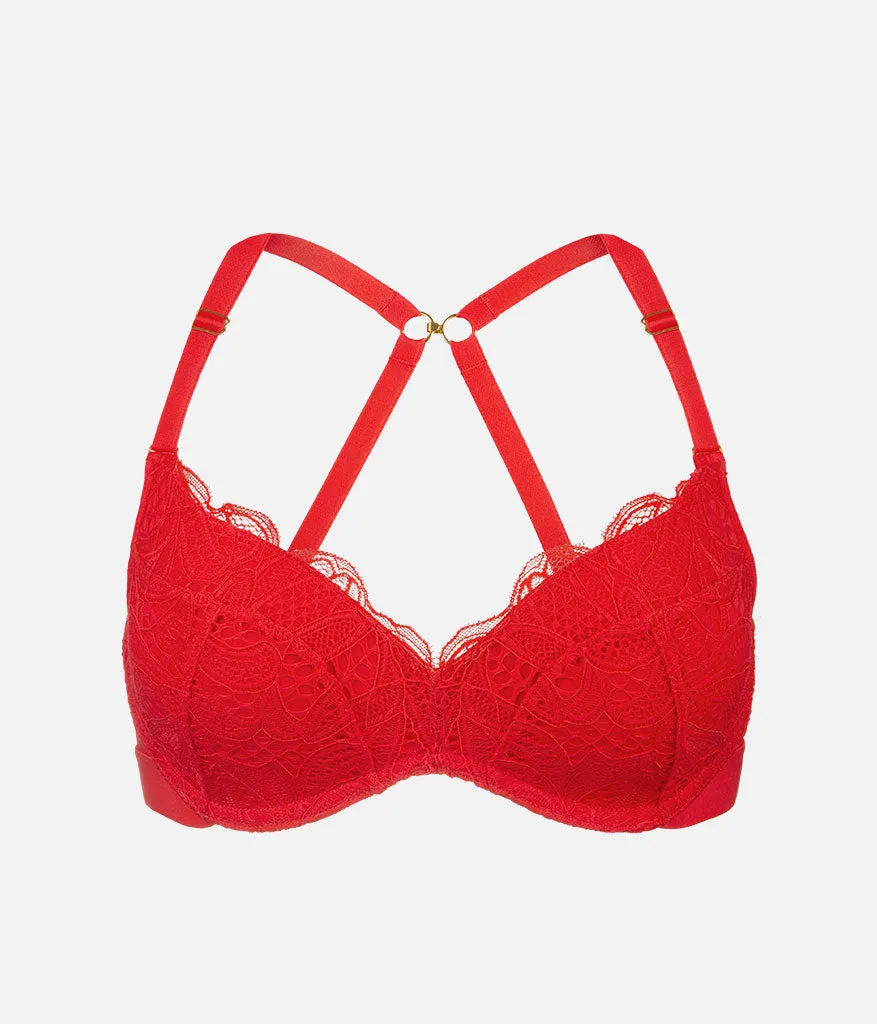 The Lace No-Wire Push-Up: Tomato Red