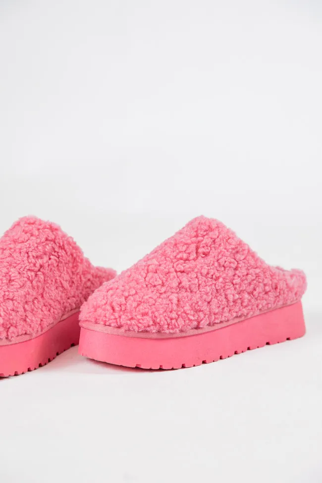 Tilly Pink Sherpa Platform Slipper