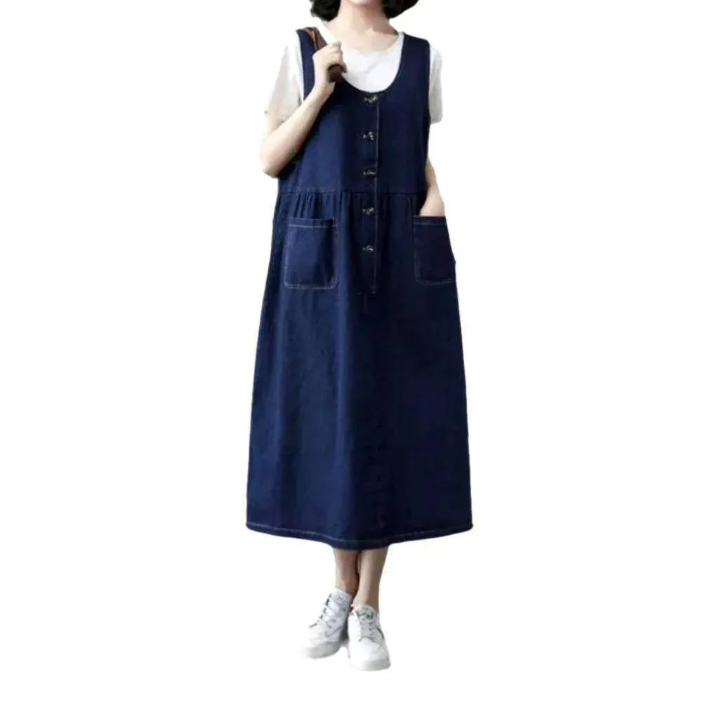 Timeless classic dark wash denim dress