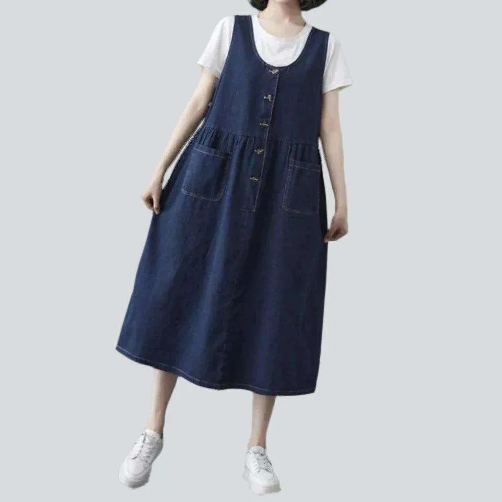 Timeless classic dark wash denim dress