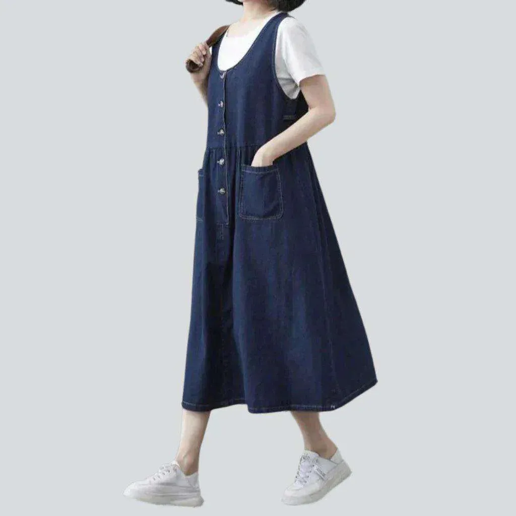 Timeless classic dark wash denim dress