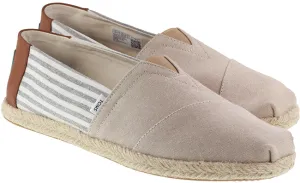 Toms Shoes Mens Espadrille Alpargata Chambray Stripes Desert Tan