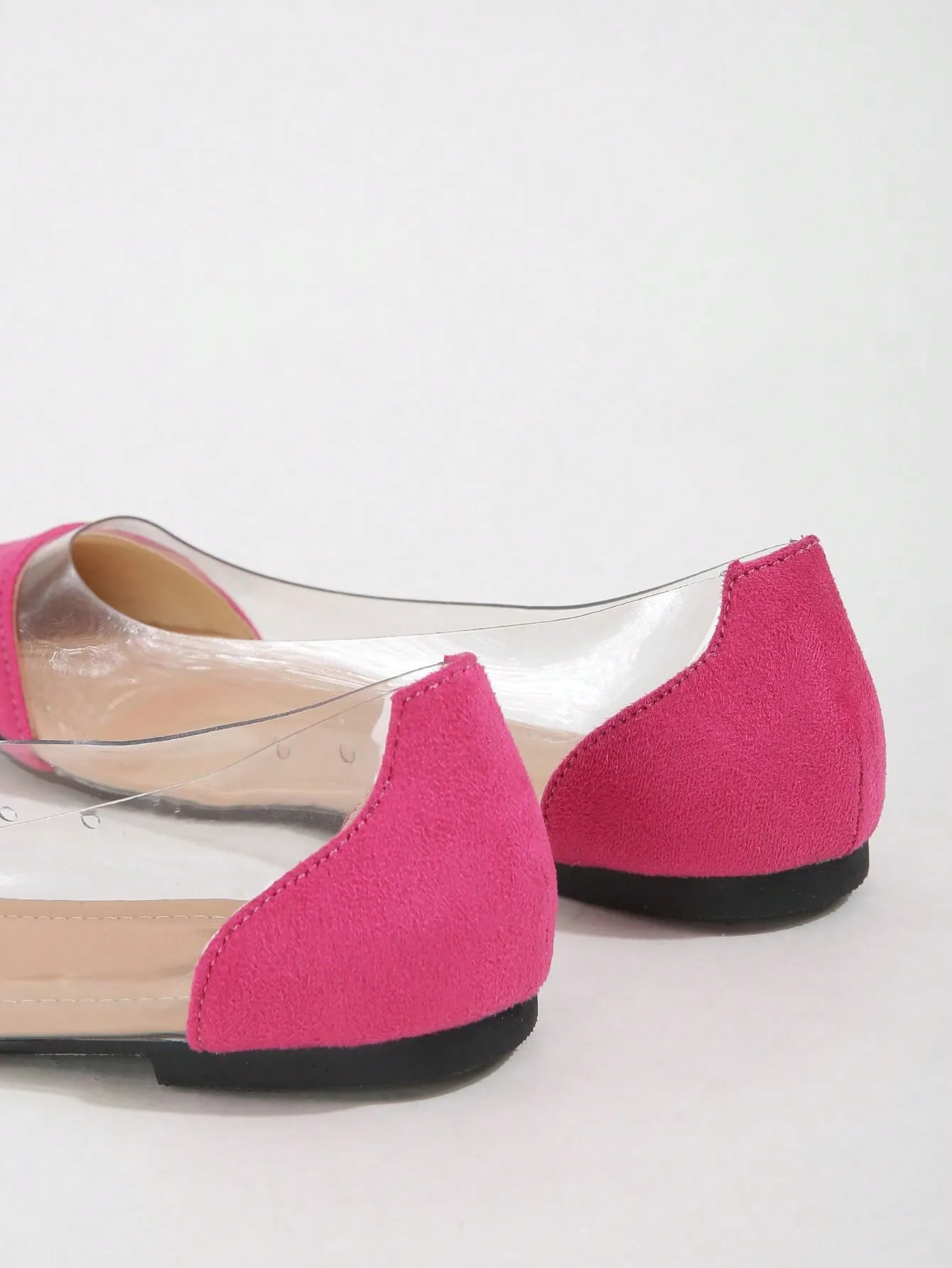 Transparent Pointed Flat Shoes, Classic Color Block Comfortable Flat Shoes