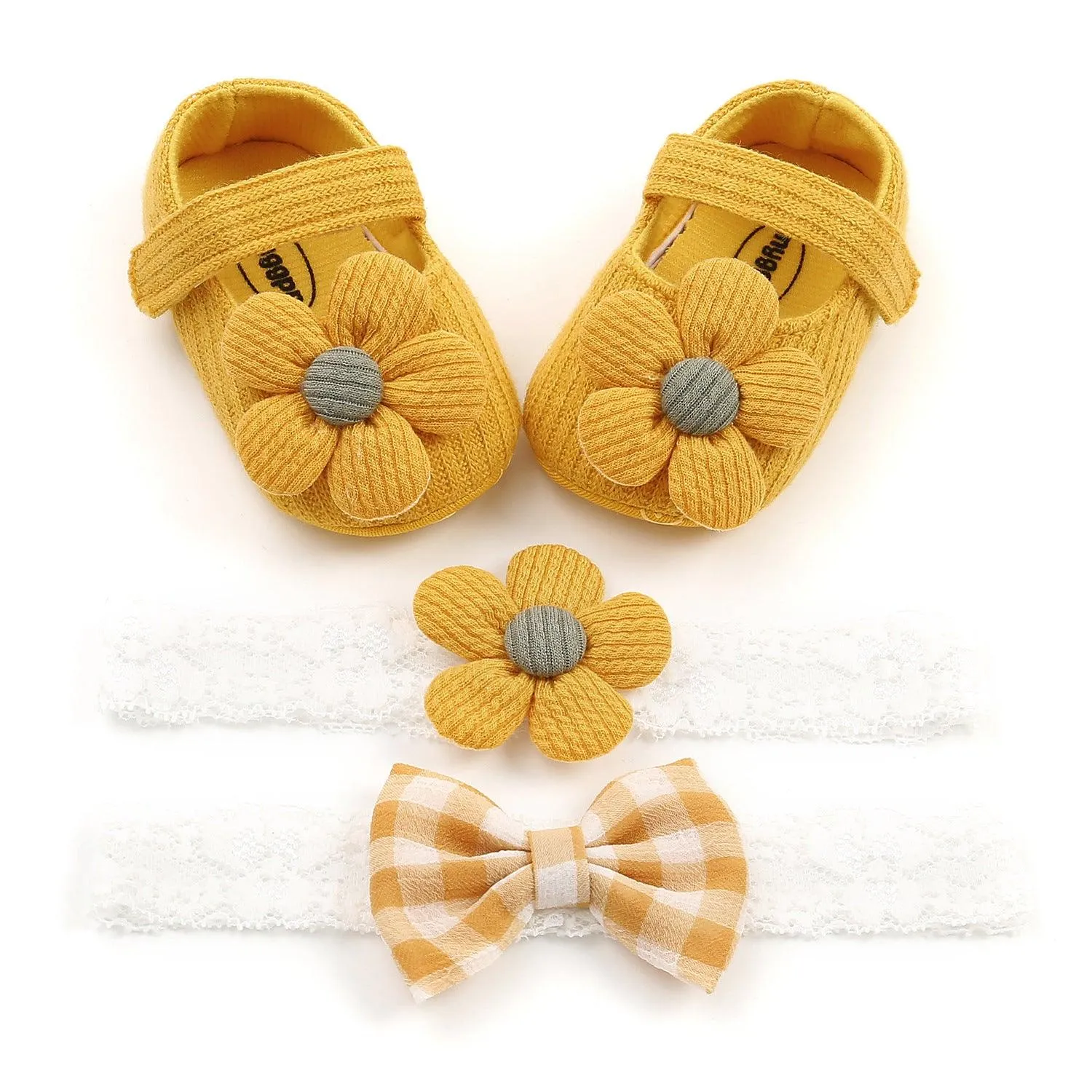 TwinkleToes Baby Princess Set – Soft-Soled Toddler Shoes & Headband Combo