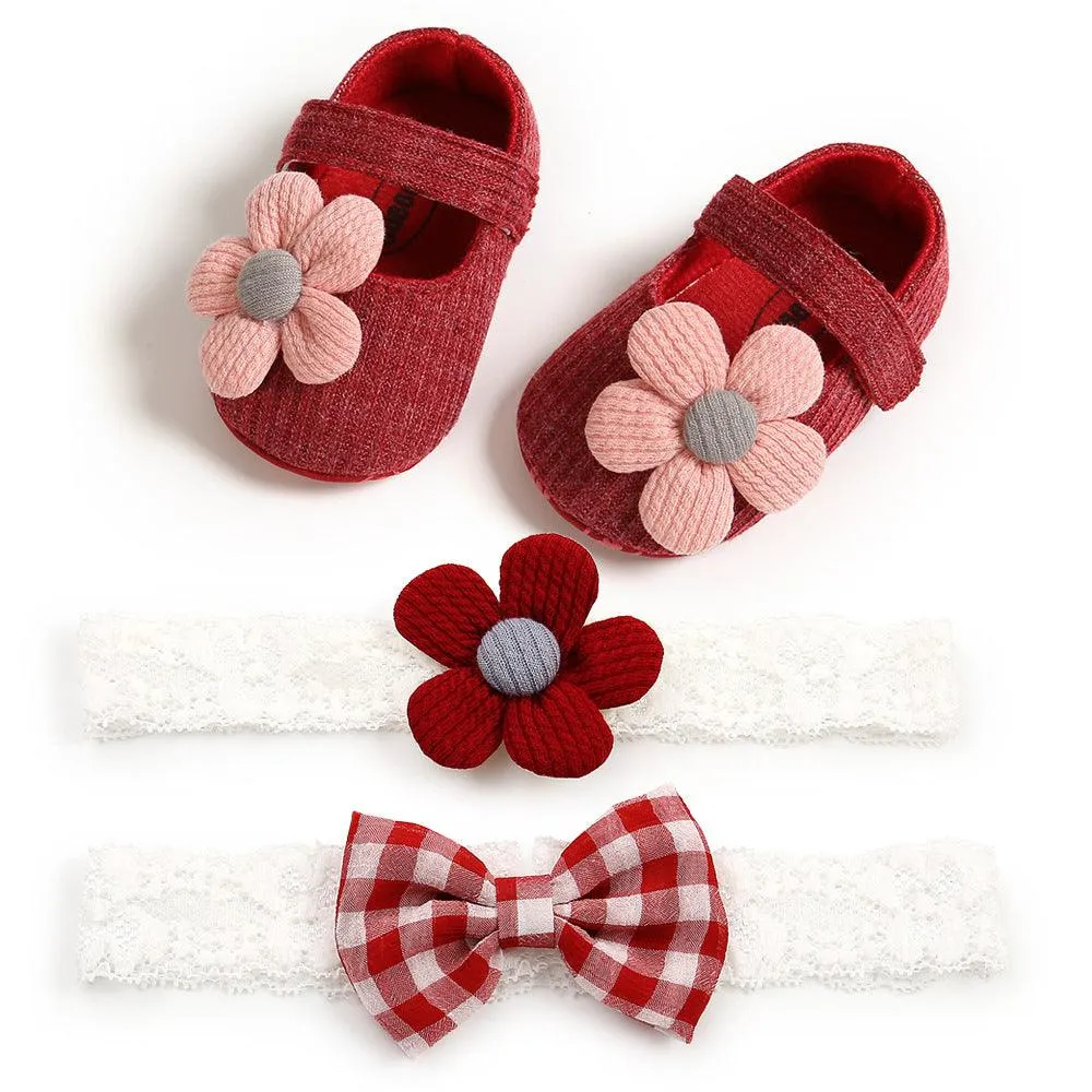 TwinkleToes Baby Princess Set – Soft-Soled Toddler Shoes & Headband Combo