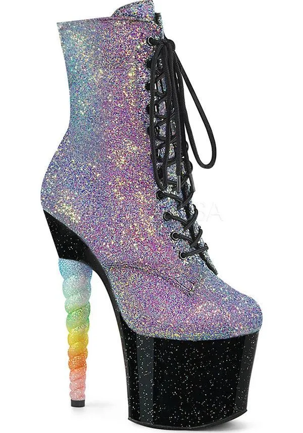 UNICORN-1020G [Purple-Blue Glitter/Black] | PLATFORM BOOTS [PREORDER]