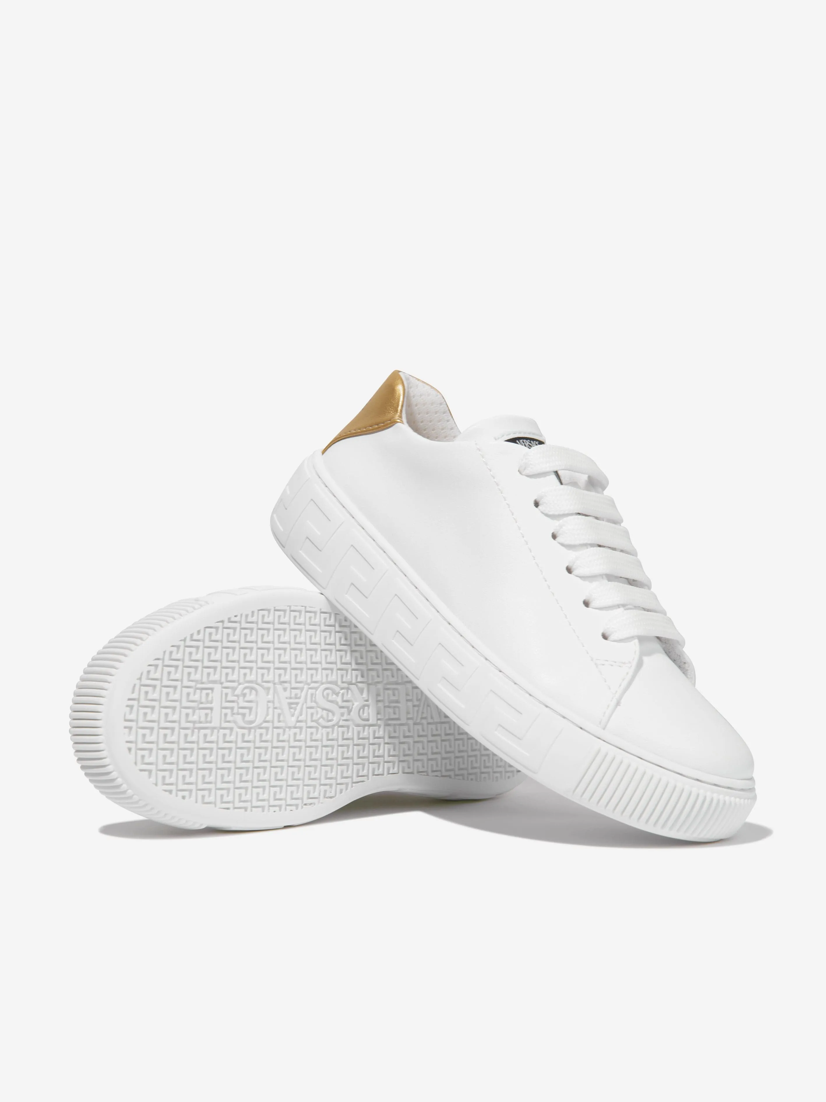 Versace Kids Greca Logo Trainers in White