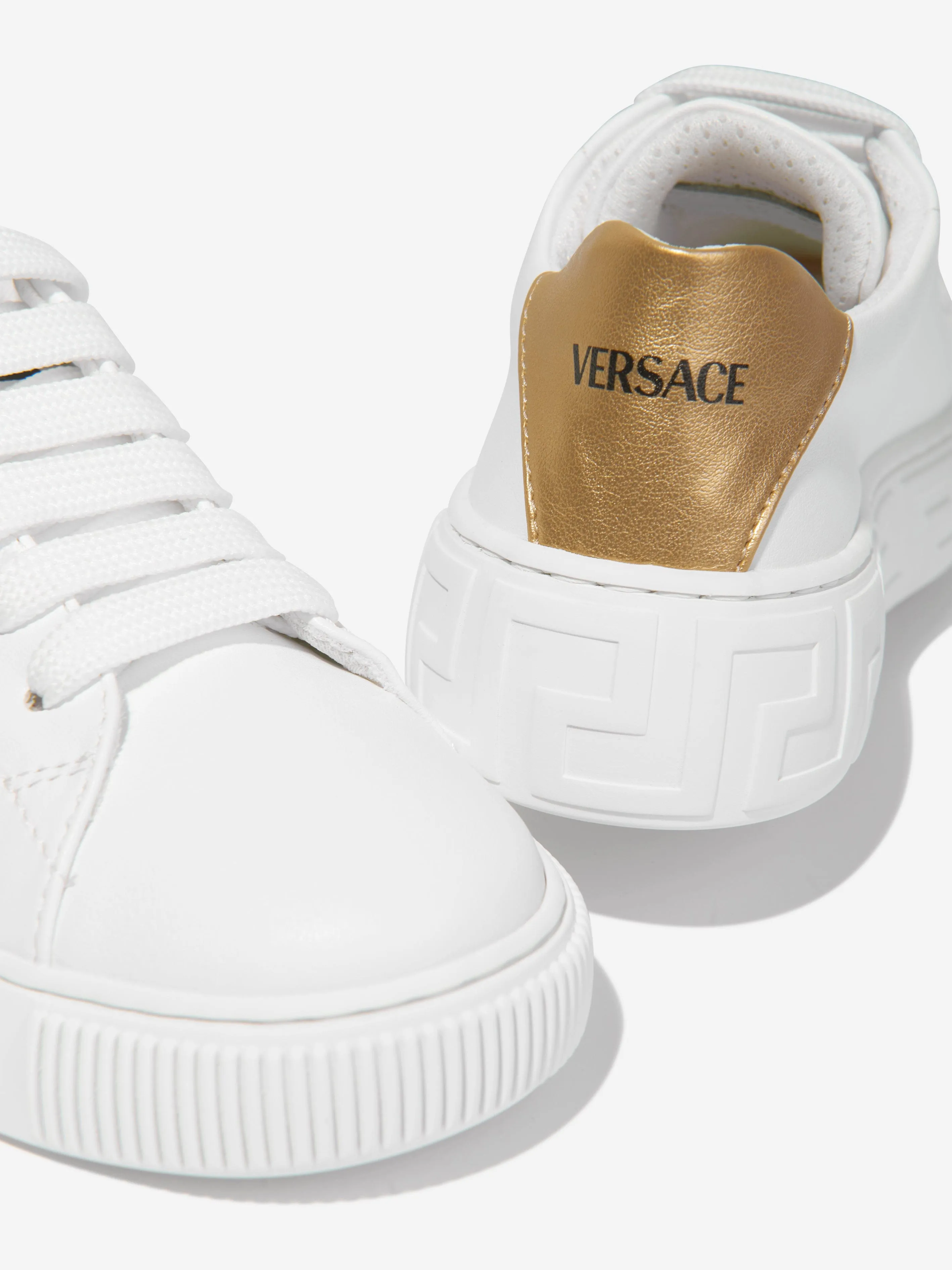 Versace Kids Greca Logo Trainers in White