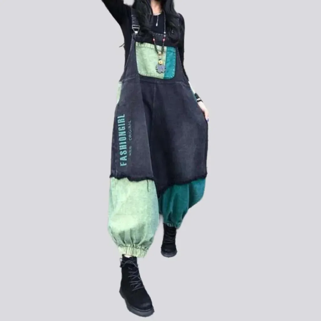 Vintage patchwork jeans dungaree for ladies