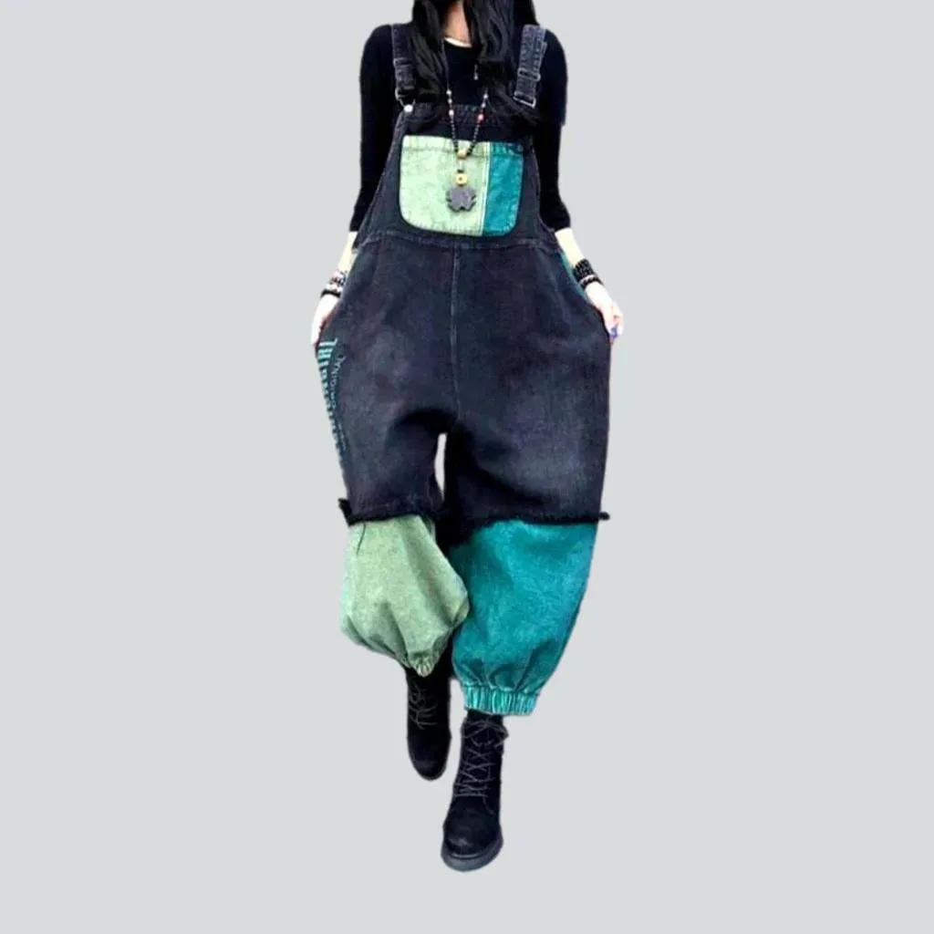 Vintage patchwork jeans dungaree for ladies