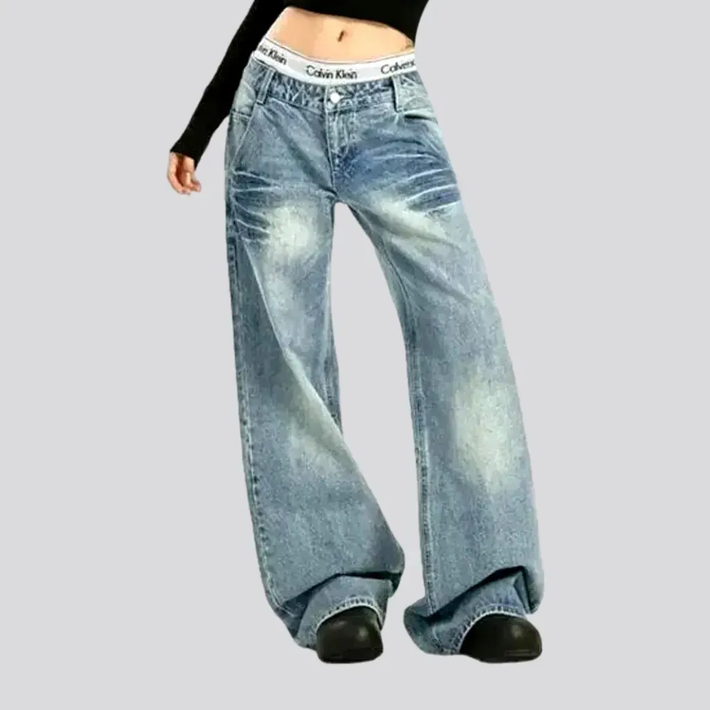 Vintage style high waist jeans for women