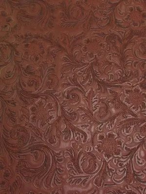 Vintage Western Floral Pu Leather Fabric / Copper / By The Roll - 30 Yards