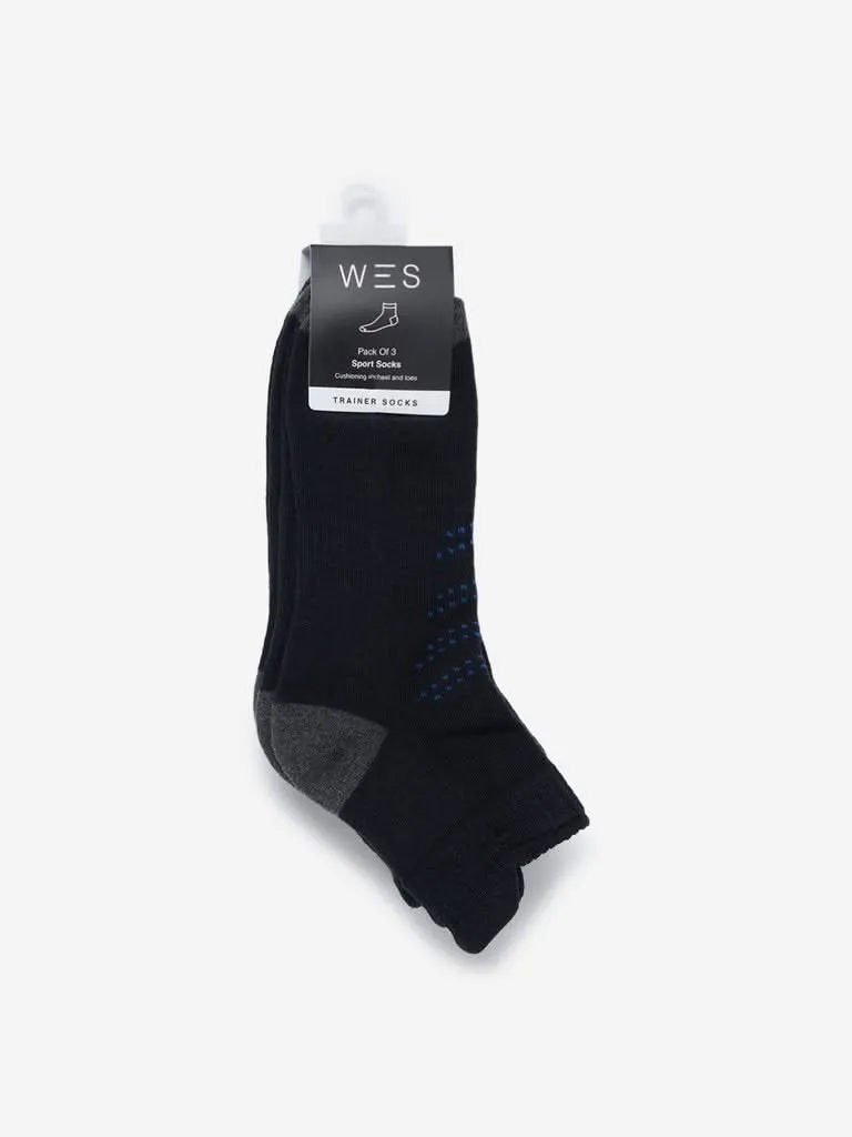 WES Lounge Black Trainer Socks Set of Three