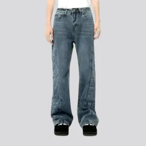 Whiskered baggy-fit street men's jeans