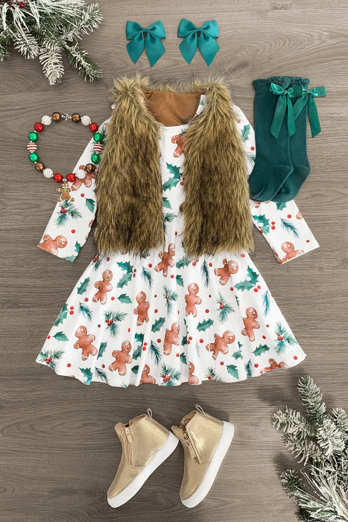 White Holly Gingerbread Dress