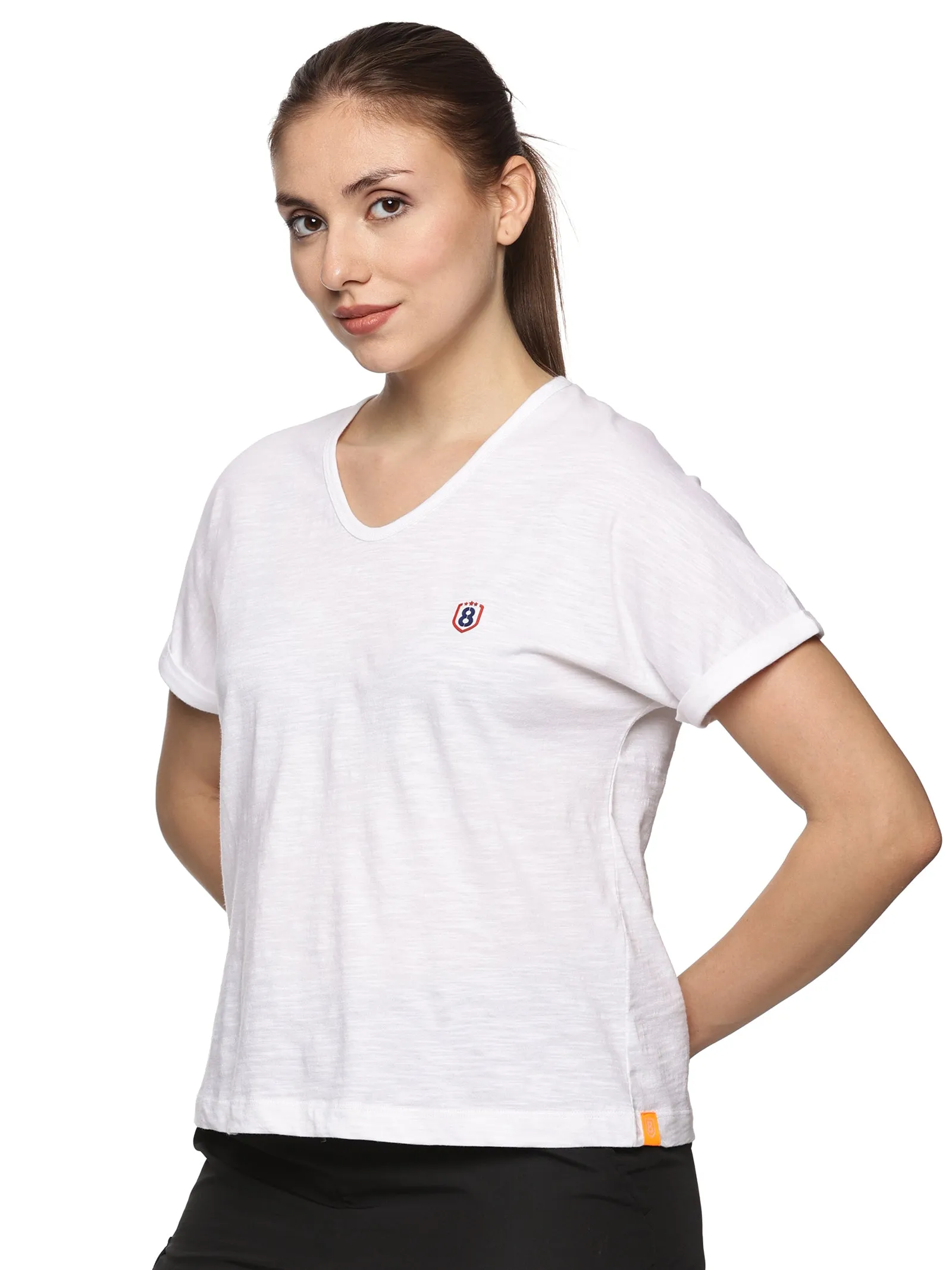 Women 100% organic cotton mega sleeve Top (White)