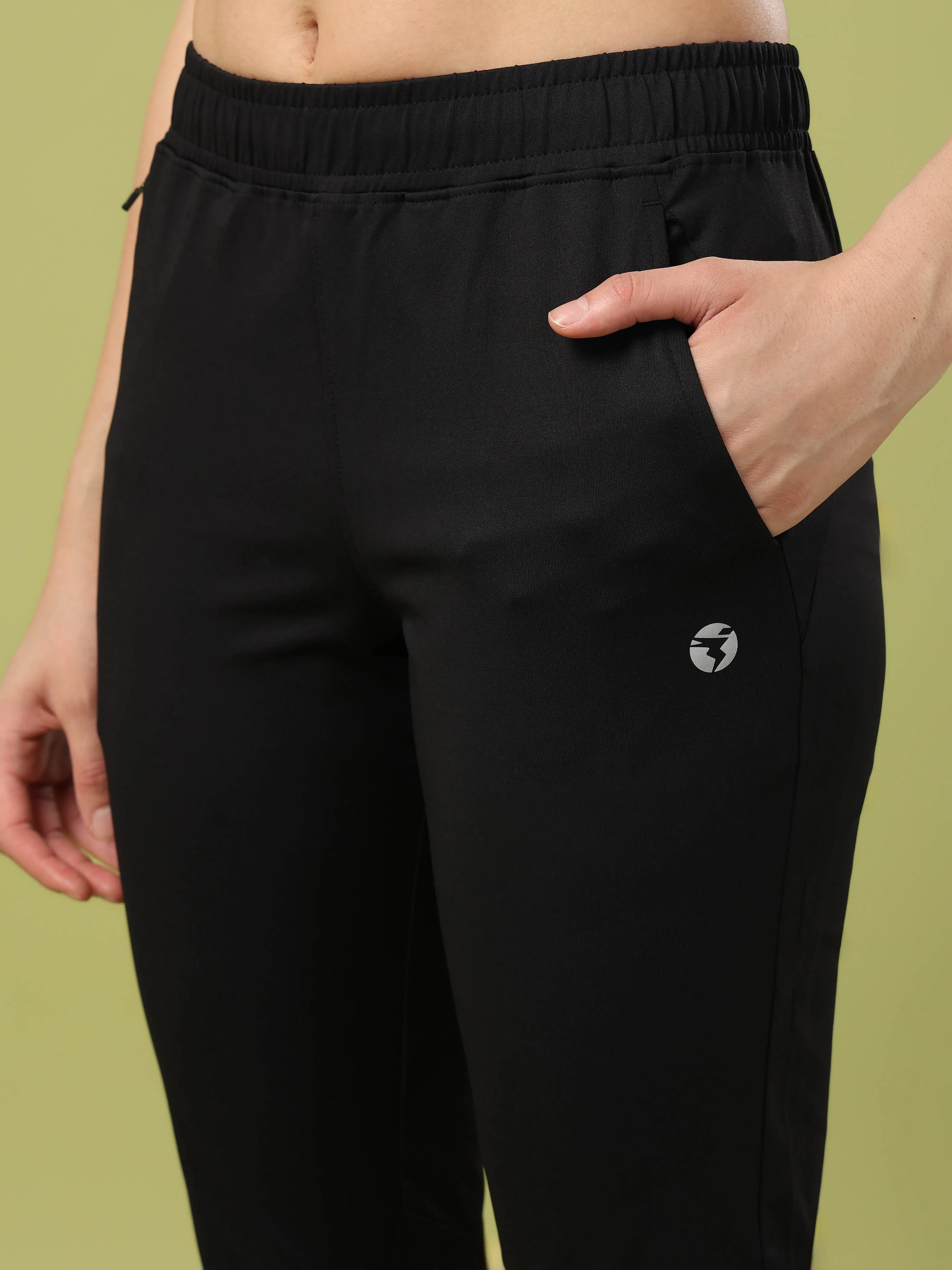 Women Solid Slim Fit Sports Trackpants with 4 Way Crispy