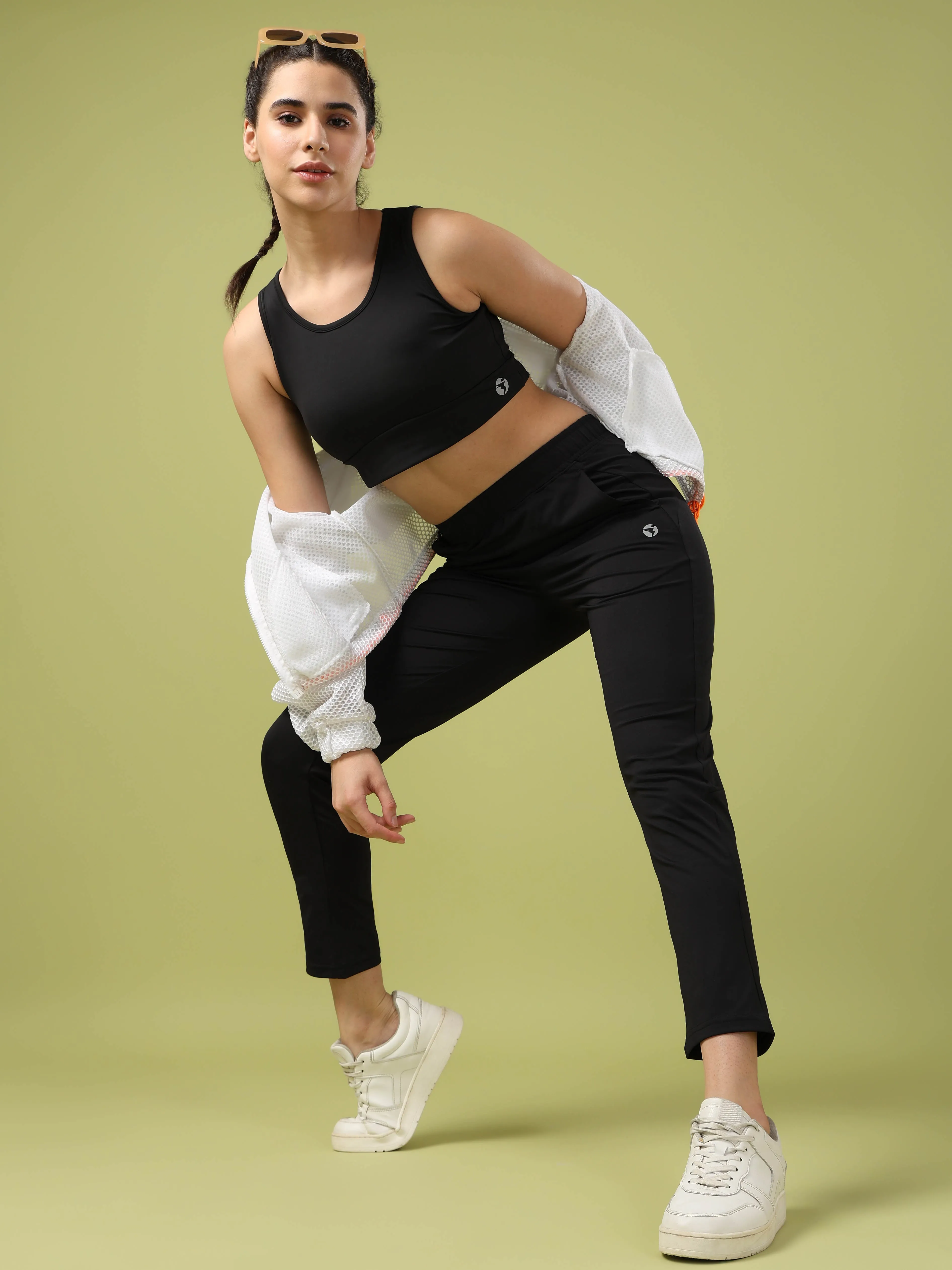 Women Solid Slim Fit Sports Trackpants with 4 Way Crispy