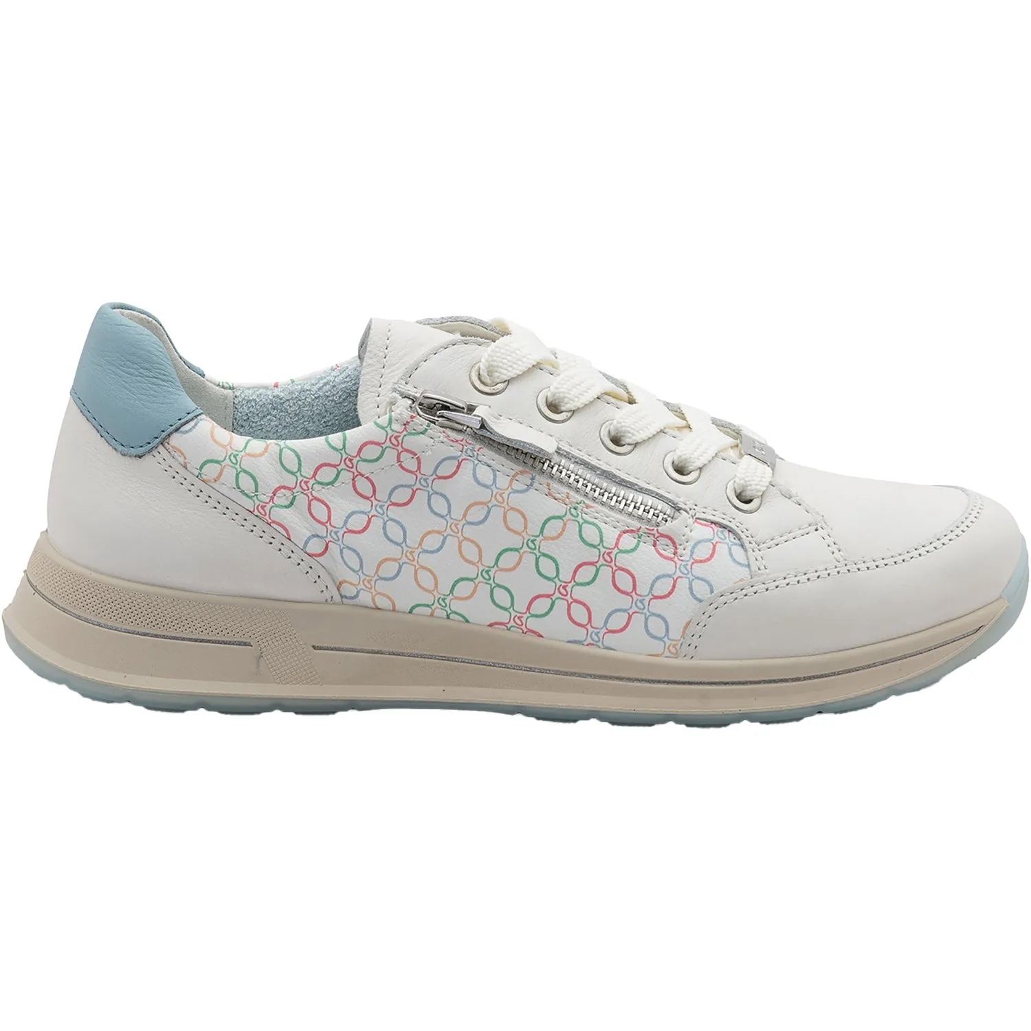 Women's Ara Oleanna Cream/Multi/Aqua Leather