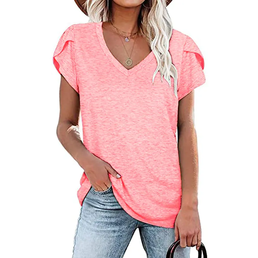 Women's Athleisure T-Shirt V-Neck Top