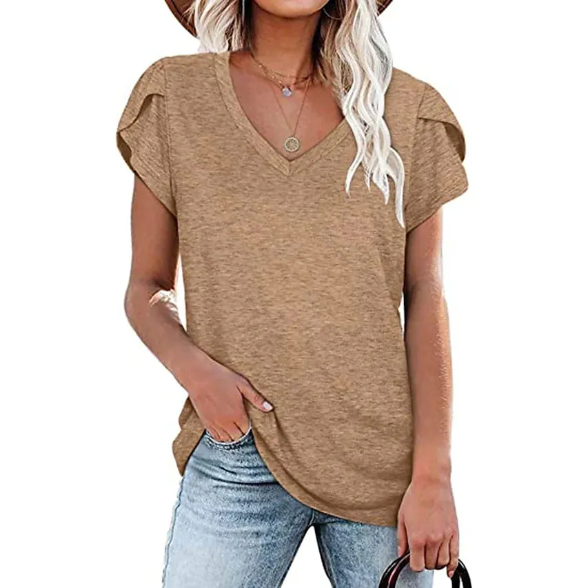 Women's Athleisure T-Shirt V-Neck Top