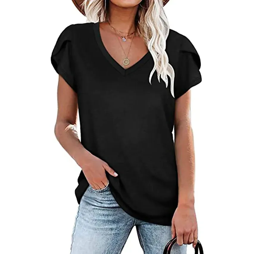 Women's Athleisure T-Shirt V-Neck Top