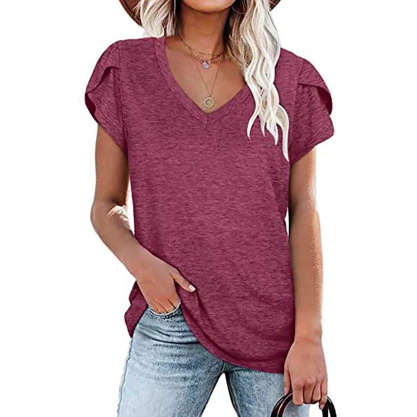 Women's Athleisure T-Shirt V-Neck Top