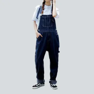 Women's baggy dark wash dungaree