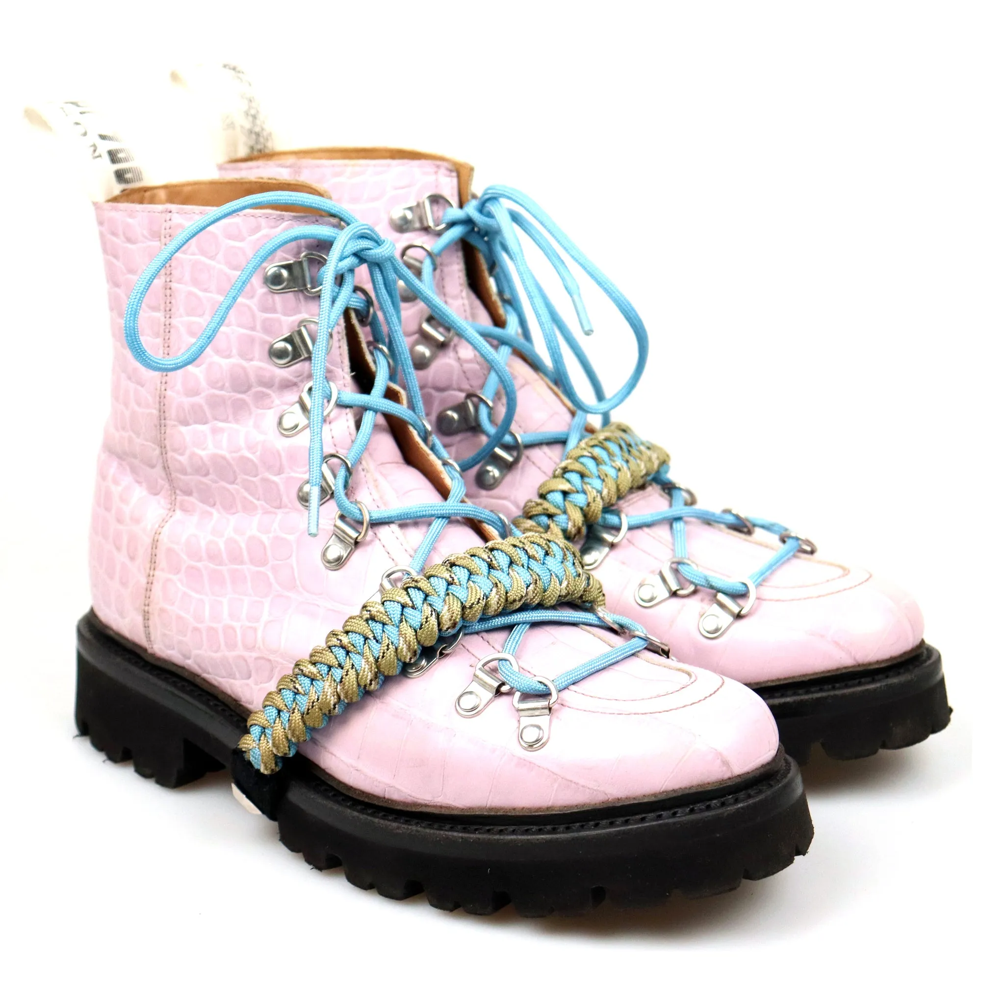 Women's House Of Holland 'Nanette' Pink Leather Hiker Boots UK 6.5