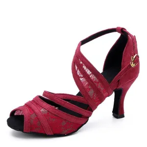 Women's Lace Suede 7.5cm Heels Latin Dance Shoes Ballroom Dance Shoes