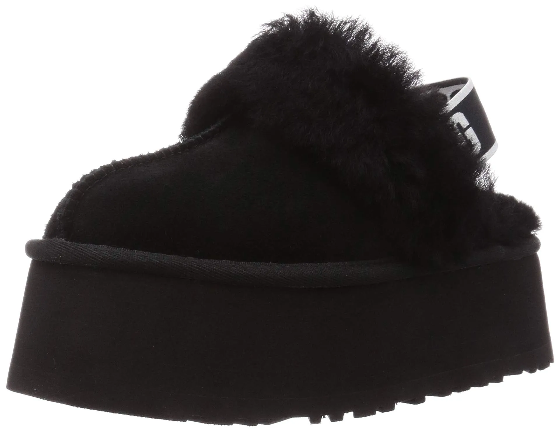 Women's Shoes UGG FUNKETTE Platform Sheepskin & Suede Slippers 1113474 BLACK