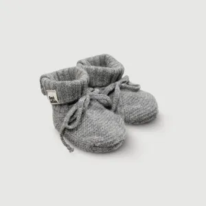 Wool Knitted Baby Booties - Dove