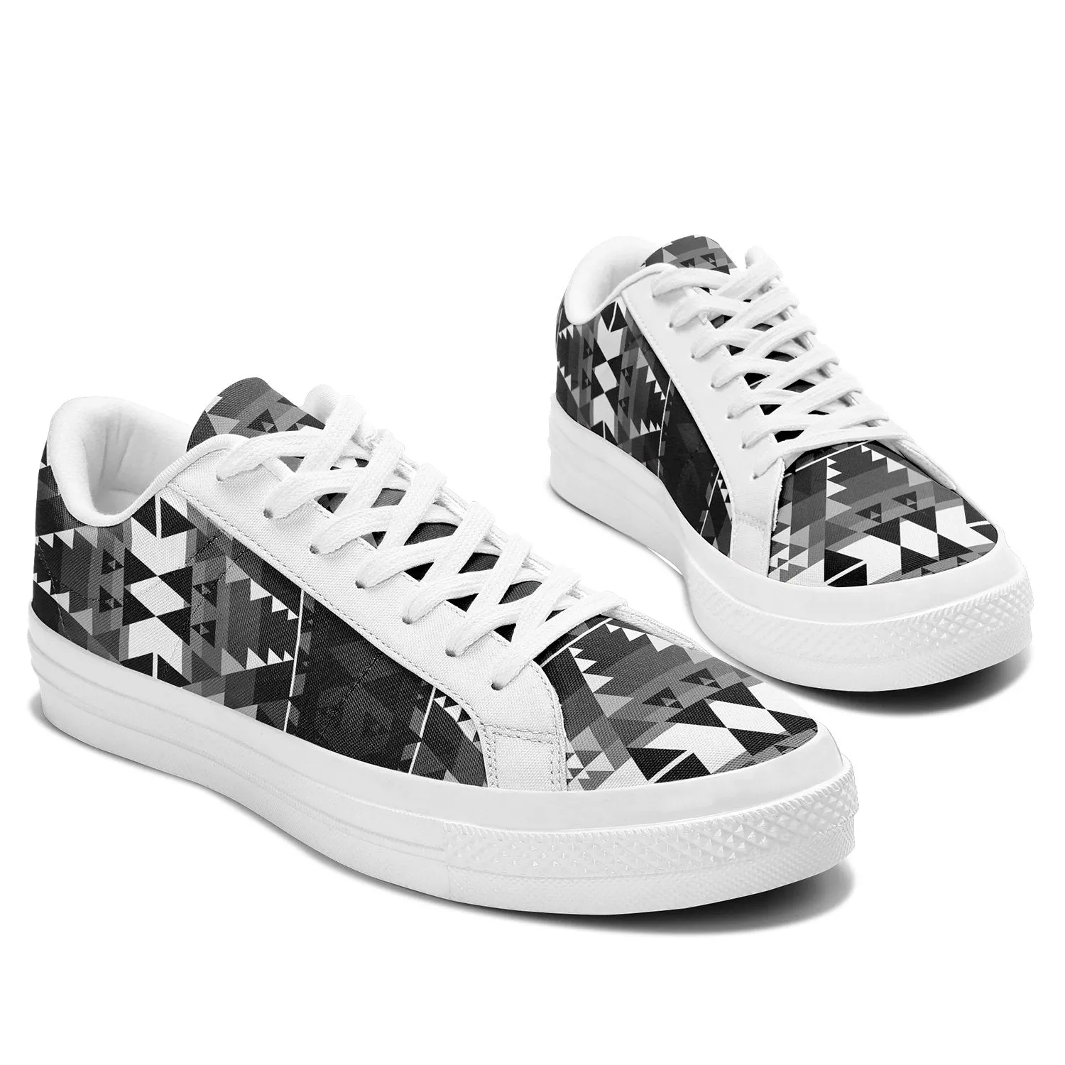 Writing on Stone Black and White Aapisi Low Top Canvas Shoes White Sole